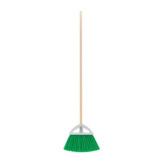 Escoba grande cerdas de PVC, tipo abanico, bastón de madera ES-250A