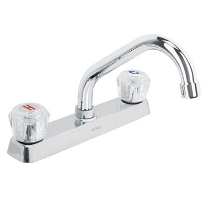 Mezcladora 8' p/fregadero, cuello corto, manerales acrílico F-317A