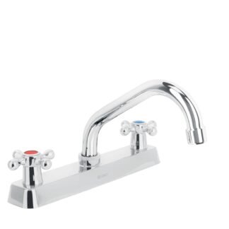 Mezcladora 8' p/fregadero, cuello corto, manerales cruceta F-317E