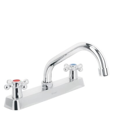 Mezcladora 8' p/fregadero, cuello corto, manerales cruceta F-317E