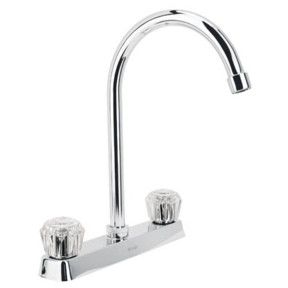 Mezcladora 8' p/fregadero, cuello curvo, manerales acrílico F-320A