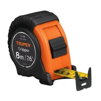 Flexómetro Gripper contra impactos 8 m cinta 25 mm, Truper FH-8M