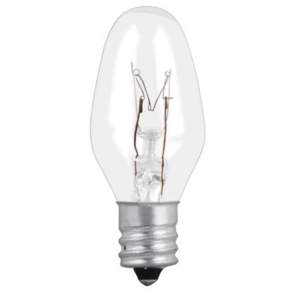 Caja con 50 focos incandescentes transparentes base E12 7.5W FI-50T