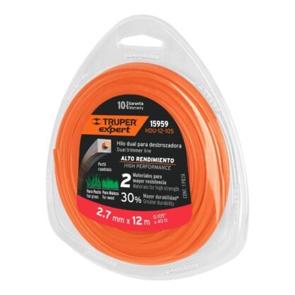 Rollo de hilo para desbrozadora, 2.7 mm x 12m, Truper Expert HDU-12-105
