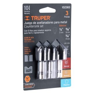 Juego de 3 avellanadores HSS, Truper JAV-3