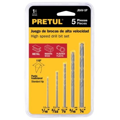 Juego de 5 brocas HSS para metal, Pretul JBAV-5P