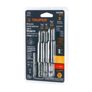 Juego de 3 brocas para bisagra, Truper JBB-3