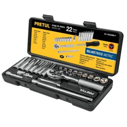 Juego de 22 herramientas 1/4' mm para mecánico, Pretul JD-1/4X22MM-P