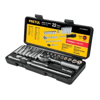 Juego de 22 herramientas 1/4' std para mecánico, Pretul JD-1/4X22SAE-P