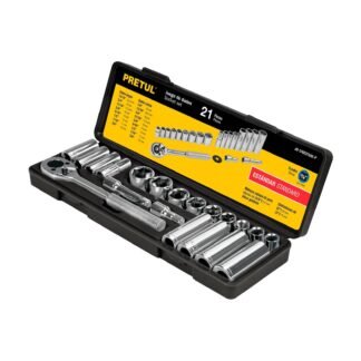 Juego de 21 herramientas 3/8' std para mecánico, Pretul JD-3/8X21SAE-P