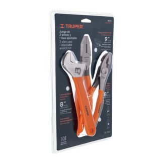 Juego con 2 pinzas y 1 llave ajustable mango de PVC, Truper JGO-PEPI-3