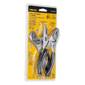 Juego de 2 pinzas y 1 llave ajustable mango de vinil, Pretul JGO-PEPI-3P