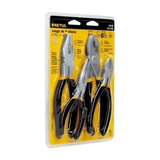 Juego de 4 pinzas mango de vinil, Pretul JGO-PIN4