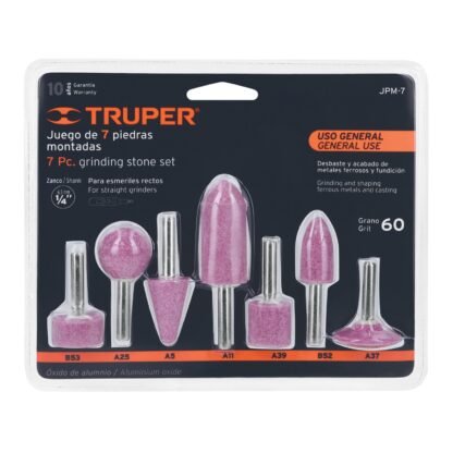 Juego de 7 piedras montadas zanco 1/4', uso general, Truper JPM-7