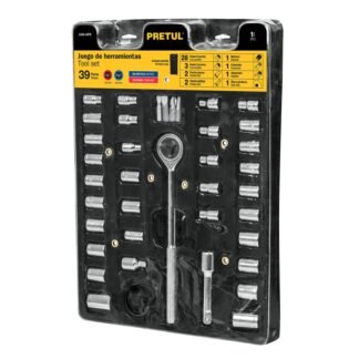Juego de 39 herramientas 1/4' y 3/8' para mecánico, Pretul JUDA-40PB