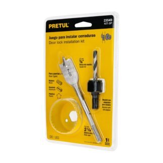 Juego de 3 piezas para instalar cerraduras, Pretul KIT-3P
