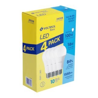 Pack de 4 lámparas de LED A22 16 W luz de día, caja, Volteck LED-125FBX4