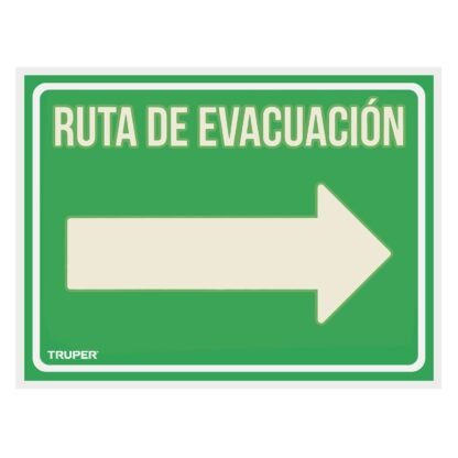 Letrero de señalización 'RUTA EVACUACIÓN DERECHA',21 x 28 cm LIN-05