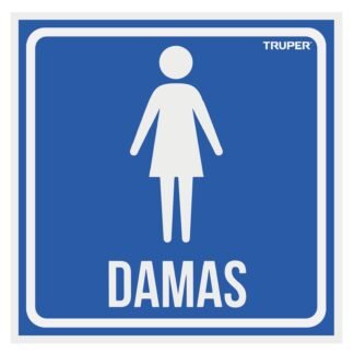 Letrero de señalización 'DAMAS', 19 x 19 cm, Truper LIN-10