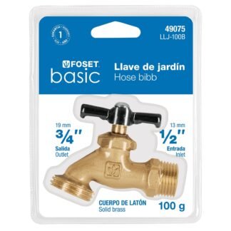 Llave para manguera, latón, 100 gr, 1/2',blister,Foset Basic LLJ-100B