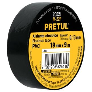 Cinta de aislar de 9 m x 19 mm, negra, Pretul M-22P
