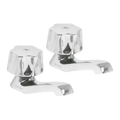 Juego 2 llaves individuales para lavabo, manerales metálicos M-242