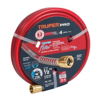 Manguera 1/2' super reforzada 4 capas 15 m conexiones metal MAN-15X1/2X