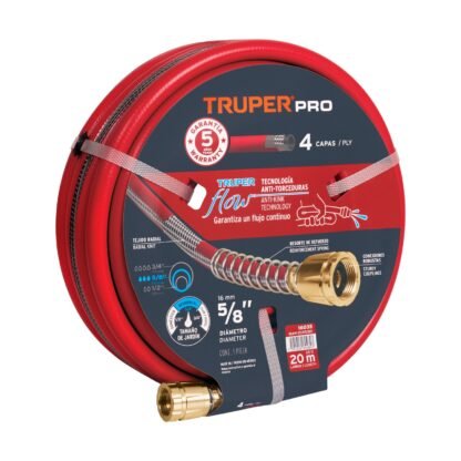 Manguera 5/8' super reforzada 4 capas 20 m conexiones metal MAN-20X5/8X