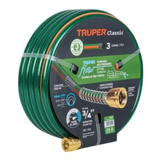 Manguera 3/4' reforzada 3 capas conexiones de metal 25 m MAN-25X3/4R