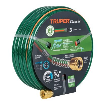 Manguera 3/4' reforzada 3 capas conexiones de metal 25 m MAN-25X3/4R