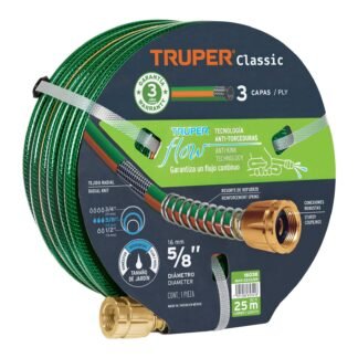 Manguera 5/8' reforzada 3 capas 25 m conexiones de metal MAN-25X5/8R