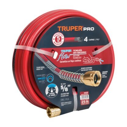 Manguera 5/8' super reforzada 4 capas 25 m conexiones metal MAN-25X5/8X