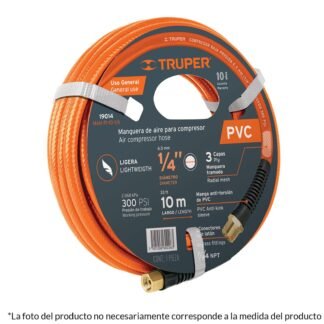 Rollo de 10 m de manguera 3/8' de PVC para compresor, Truper MAN-PI-10-3/8