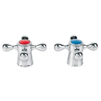 Juego de 2 manerales metálicos tipo cruceta p/lavabo, Foset MM-800