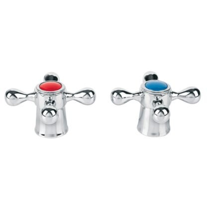 Juego de 2 manerales metálicos tipo cruceta p/lavabo, Foset MM-800