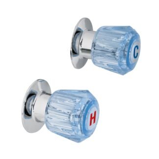 Juego de 2 manerales acrílico azul para regadera, Foset MR-200Z
