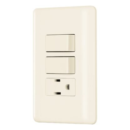 Placa armada 2 interruptores y contacto, marfil, Basic PA-APCO-B2I
