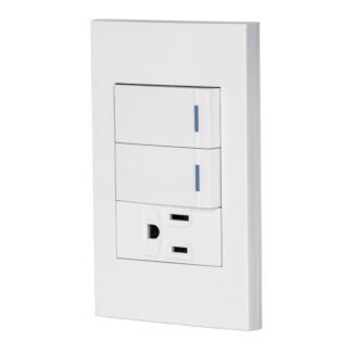 Placa armada 2 interruptores,1 contacto,1mod,Española,blanco PA-APCO-E2B