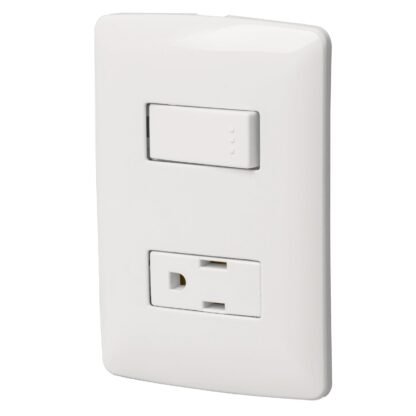 Placa armada contacto e interruptor, blanco, línea Italiana PA-APCO-IB