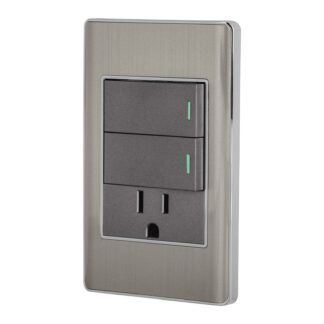 Placa armada acero 2 interruptores y contacto 1 mód,Lisboa PA-APCO-L2A