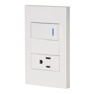 Placa armada 1 interruptor,1 contacto,1mod, Española, blanco PA-APCO1-EB