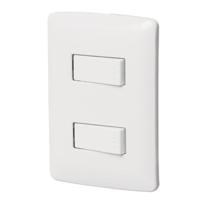 Placa armada, 2interruptores sencillos,blanco,línea Italiana PA-APDO-IB