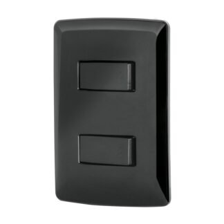 Placa armada, 2 interruptores sencillos,negro,línea Italiana PA-APDO-IN