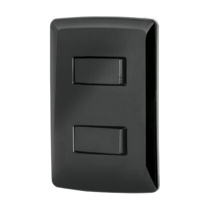 Placa armada, 2 interruptores sencillos,negro,línea Italiana PA-APDO-IN