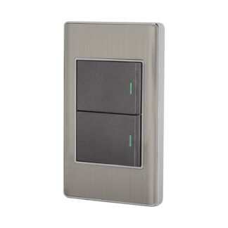 Placa armada acero inox 2 interruptores 1.5 módulos, Lisboa PA-APDO15-LA