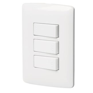 Placa armada 2 interruptores 1escalera blanco,línea Italiana PA-APTR-EIB