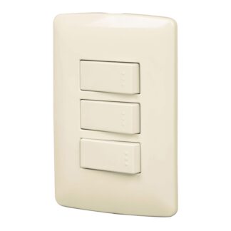 Placa armada 3 interruptores sencillos,marfil,línea Italiana PA-APTR-I