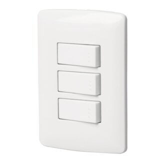 Placa armada 3 interruptores sencillos,blanco,línea Italiana PA-APTR-IB