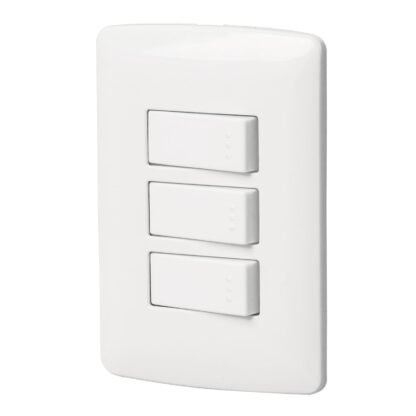 Placa armada 3 interruptores sencillos,blanco,línea Italiana PA-APTR-IB