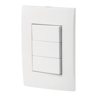 Placa armada 3 interruptores sencillos, línea Oslo, blanco PA-APTR-OB